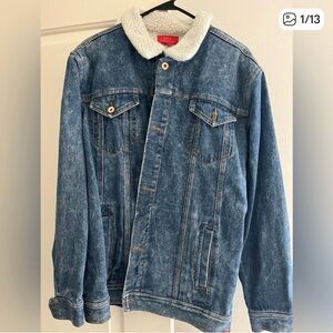 Blue Denim Jacket with White Collar